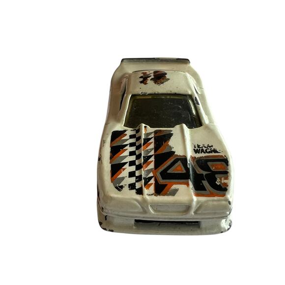 1997 Hot Wheels Mustang Cobra Race Car White w/Orange Black Checkered Graphics - Picture 2 of 8
